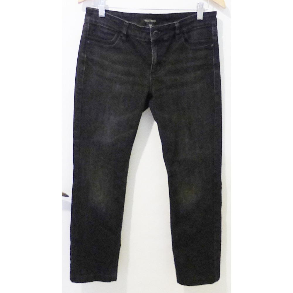 WHBM women 6 denim jeans pants black straight leg washed grunge gorpcore rugged